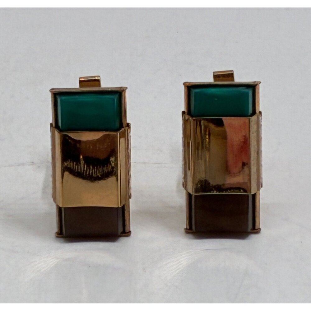 Kreisler Craft Vintage Change-o-Color Cufflinks Green Brown